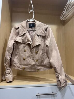 7 For All Mankind Beige Double-Breasted Trench Jacket